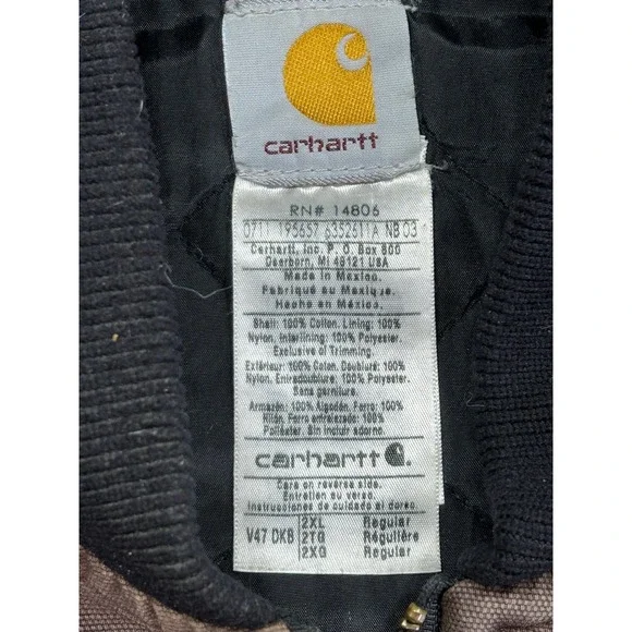 Carhartt Men's 2XL V47 DKB Full Zip‎ Vest Quilt Liner Work Wear